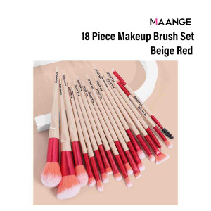 Maange 18pc Makeup Brush Set - Beige Red